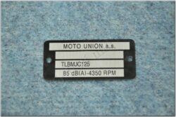 Plate, Name & serial number  MJC ( Dandy MOTO UNION )
